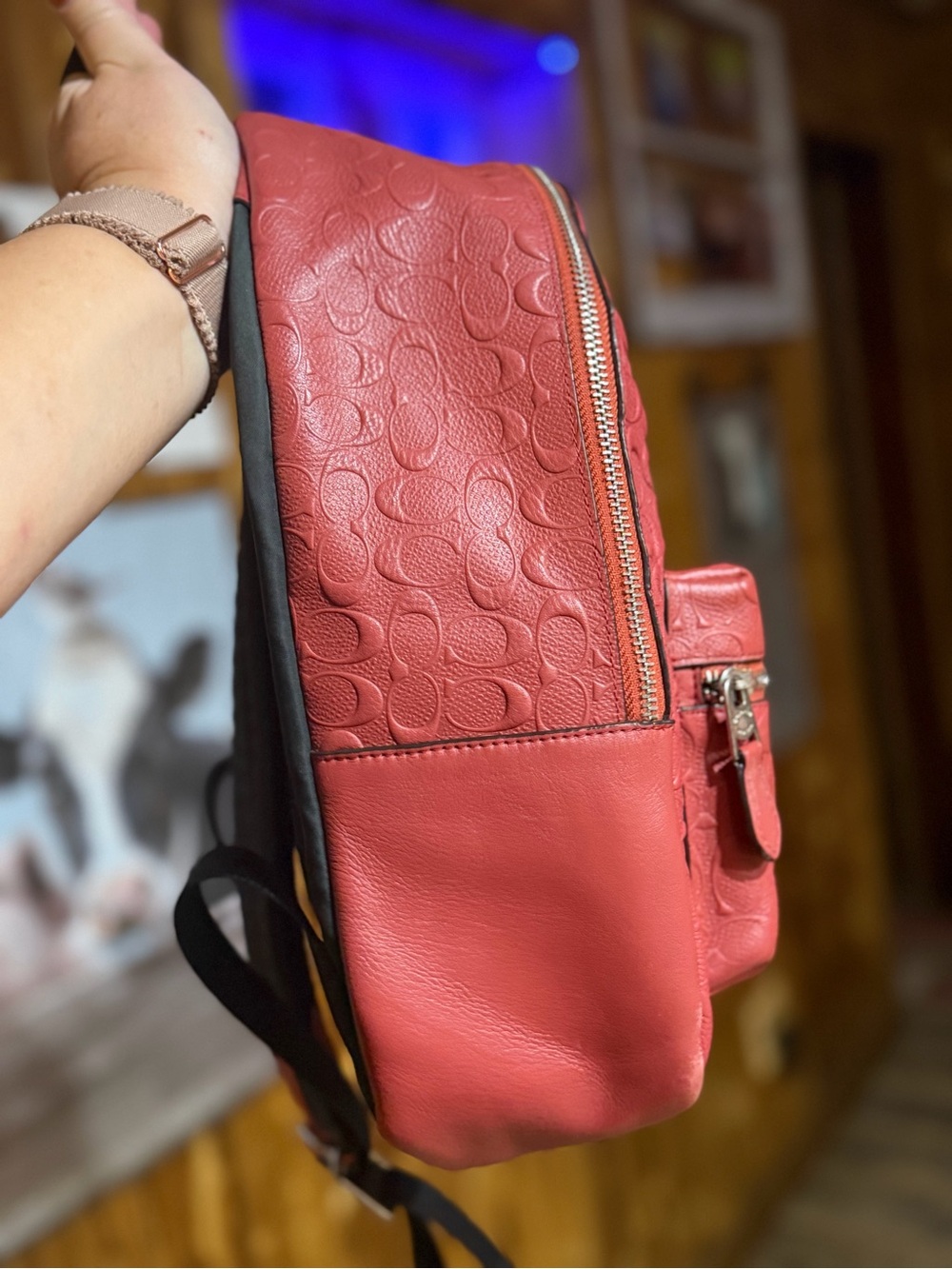 Coach Washed Red Embossed Signature Mini Backpack - Picture 3 of 8